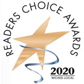 A star with the words " readers choice awards 2 0 2 0 wicked local ".